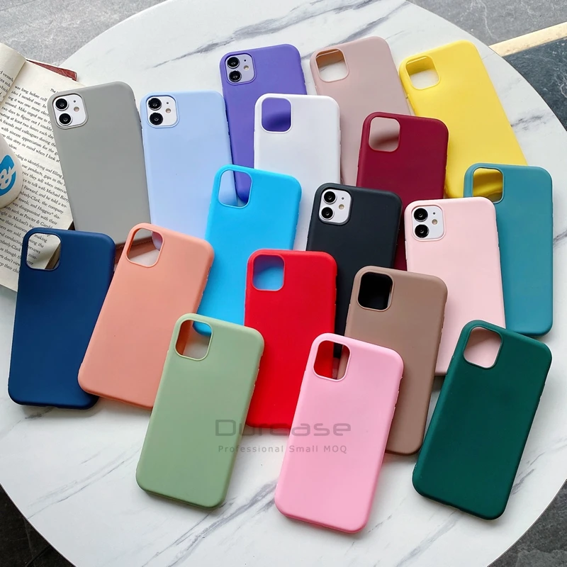 

Wholesale 1.2 mm matte thin slim mobile phone case for iphone 12 pro max 12 mini 1.0mm candy colour TPU phone case cover, Multicolor