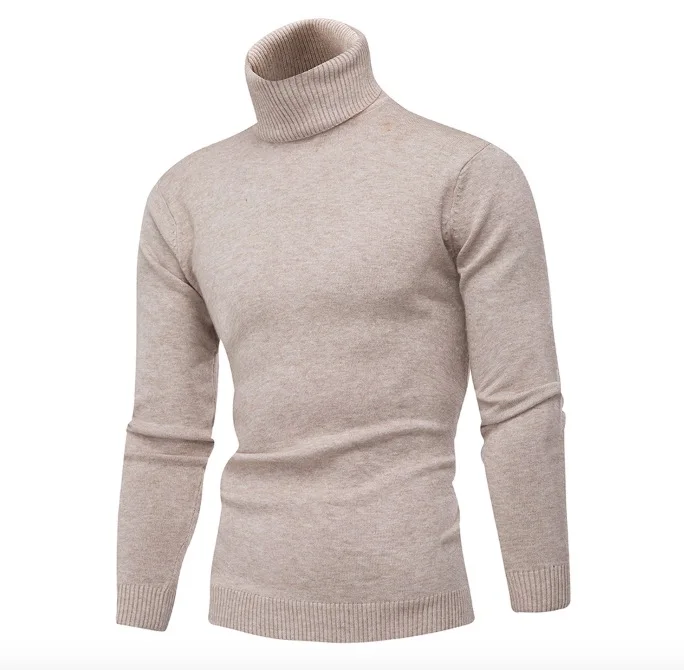 2019 New Autumn Mens Sweaters Casual Male turtleneck Man's Black Solid Knitwear Slim Fit Brand Clothing Sweater
