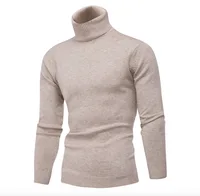 

2019 New Autumn Mens Sweaters Casual Male turtleneck Man's Black Solid Knitwear Slim Fit Brand Clothing Sweater