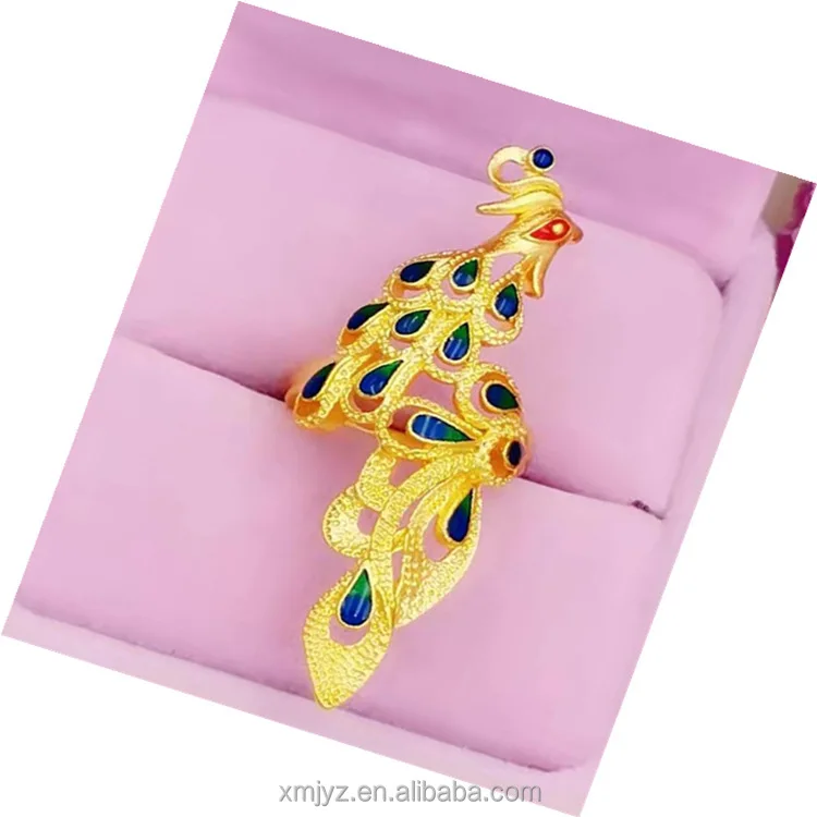 

Boutique Brass Gold-Plated Color Peacock Ring Electroplated Imitation Gold Wedding Jewelry Women's Live Ring Wholesale