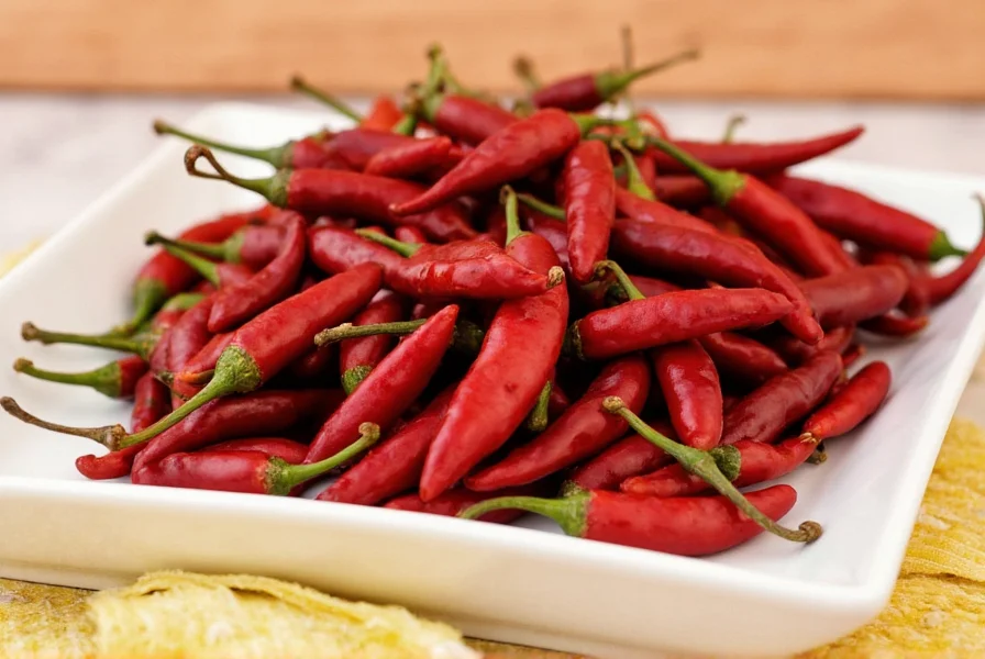Toasting arbol chilies in a pan