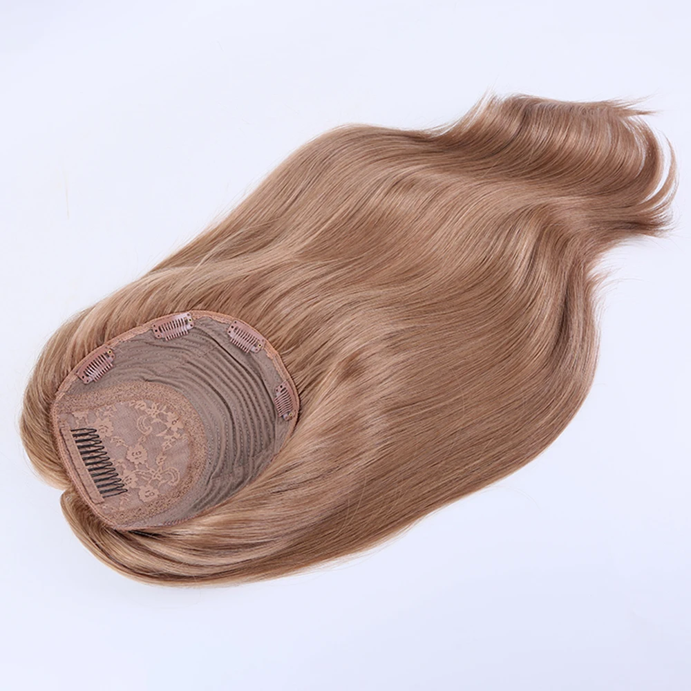 

Best selling Silk Base hair topper #8A color 130% density 8x8 size brazilian human hair toppers with nice looking wave texture, 8a#color