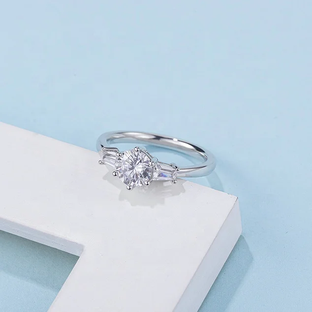 

Abiding Jewelry Factory Sterling Silver Rings Wholesale 5mm Diamond Stone 925 Moissanite Ring