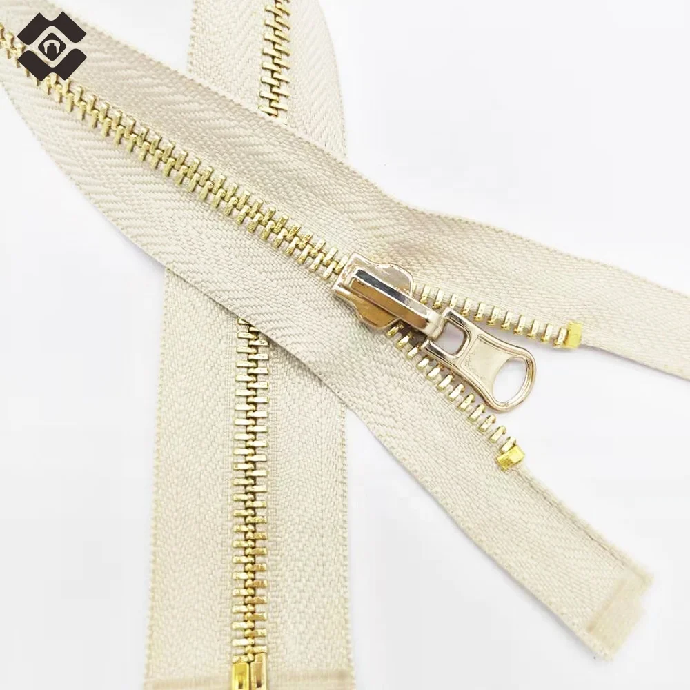 5 Light Gold Metal Zipper Reversible Slider One Way Open End Zipper