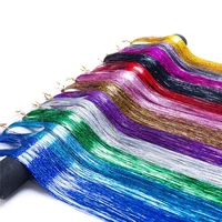 

Silk hair tinsel 48inch 600-700 strands glitter extensions hair tinsel easy braid synthetic braiding hair