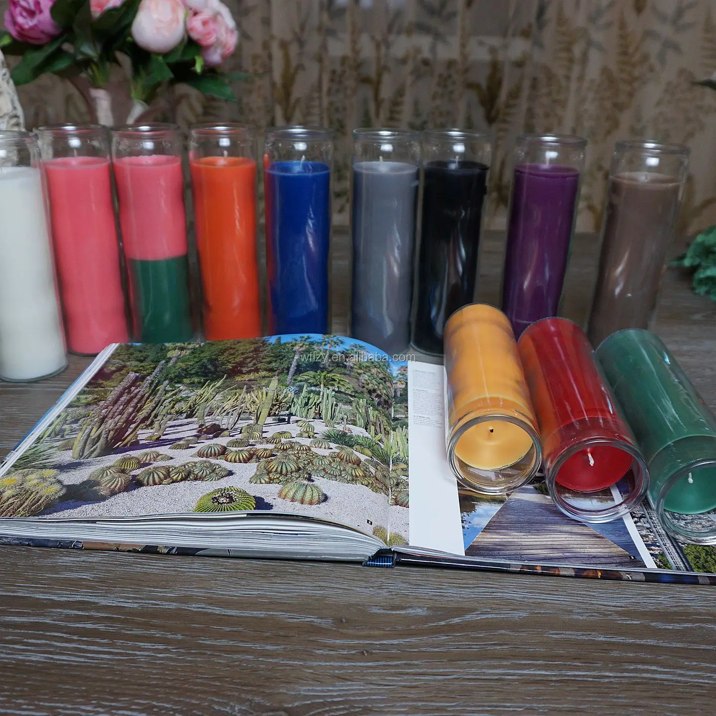 Sanctuary Series Assorted Religious Candle,White Blue Yellow And Red