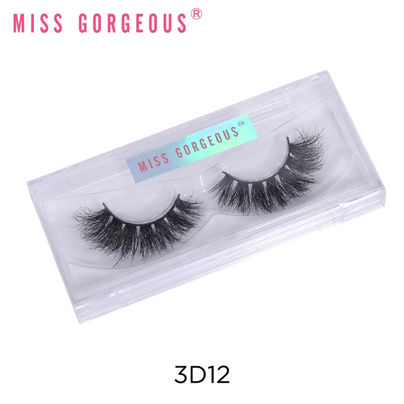 

Miss Gorgeous Eyelashes Fluffy 100% Mink Eyelashes Mink Eyelash Private Label 3D Mink Custom Box, Black