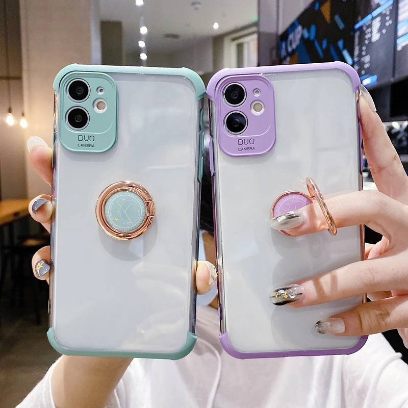 

New Arrival TPU Colorful Frame Mobile Phone Case with Clock Holder for iPhone 11 11 Pro Max XS HUAWEI P40