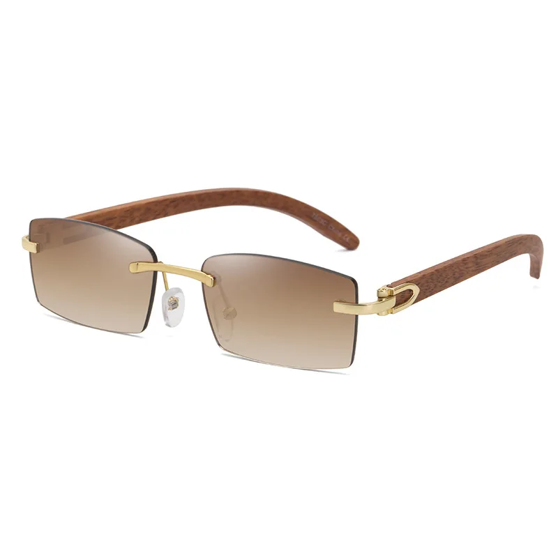 

2021 Wholesale Fashion Small Rectangle Women Vintage Rimless Desinger Men Shades UV400 Sunglasses