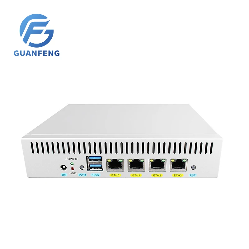 

Guanfeng 2021 Hot Sale J1900 2G RAM 16G SSD Barebone Pfsense aes-ni Fanless Firewall Appliance Mini PC with 82583v Network Cards