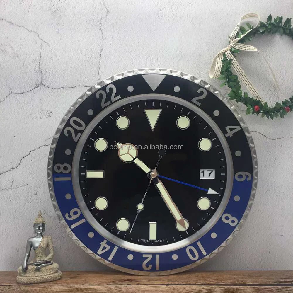 

14 inch luxury metal watch clock with luminous hands for gift