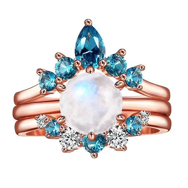 

wholesale bling bling diamond finger ring engagement moonstone jewelry zircon jewellery opal wedding ring sets for women