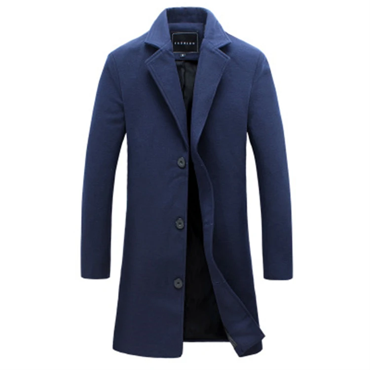 

2021 fashion wool blends casual business mens leisure overcoat single breasted mid long trench coat for men, Customized color