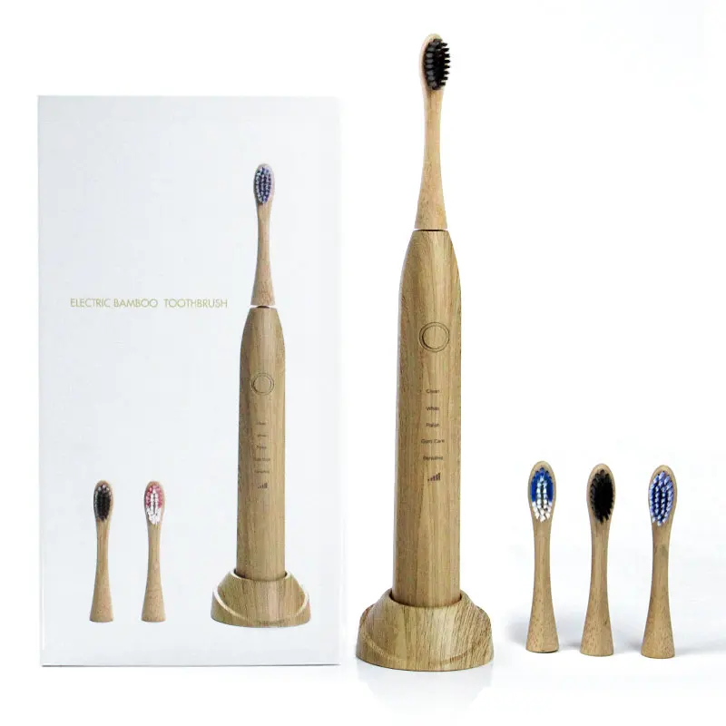 

Wholesale Natural Bamboo Charcoal Eco Friendly Cheap Soft Biodegradable Bamboo Sonic Electrical Toothbrush, Natural bamboo color