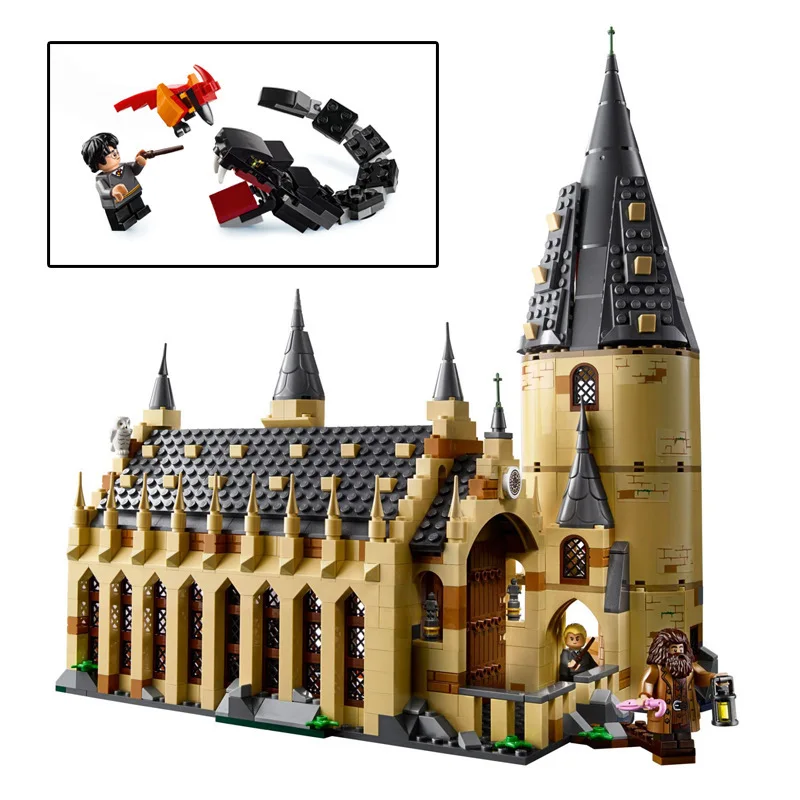 

Dropshipping!!! 983pcs/set Magic Castle Great Hall Potter Figures Assemble Building Blocks Bricks Toys