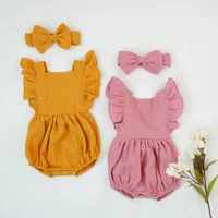 

Cute Baby Clothes Jumpsuits Plain Baby Romper Newborn Baby Clothes With Headband