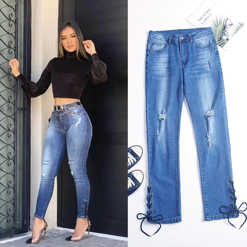 

Spring and Summer Jeans Women's High-Waist Tight Pencil Pants