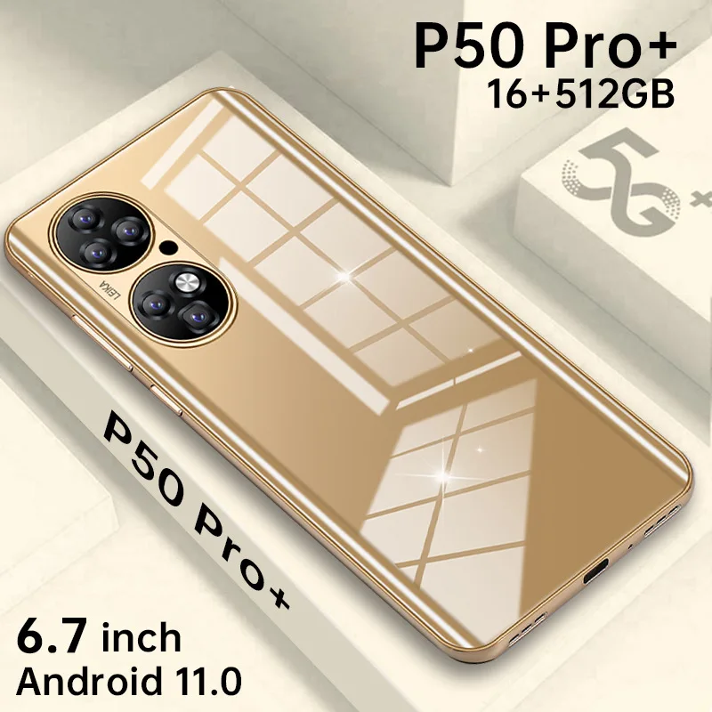 

2021 New Global Version P50 Pro+ 6.7 Inch Smartphone Deca Core 6800mAh 16+512GB Dual SIM Full Screen 4G 5G Android Mobile Phone, Black,white,gold