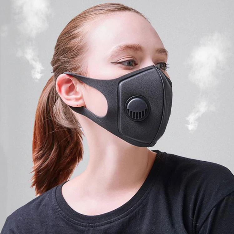 

New Design Dreathing Valve Anti-fog Anti Pollution Face Mouth Maskes Washable Black Cotton Face Maskes