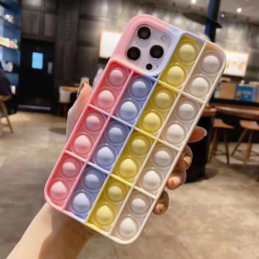 

Rainbow colors fidget pops it Silicone Phone Case For iphone