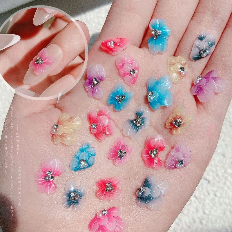 

Paso Sico 3pcs/bag Best Selling New Design Gradient 3D Flowers Petals DIY Unique Butterfly Nail Art Charms Decoration