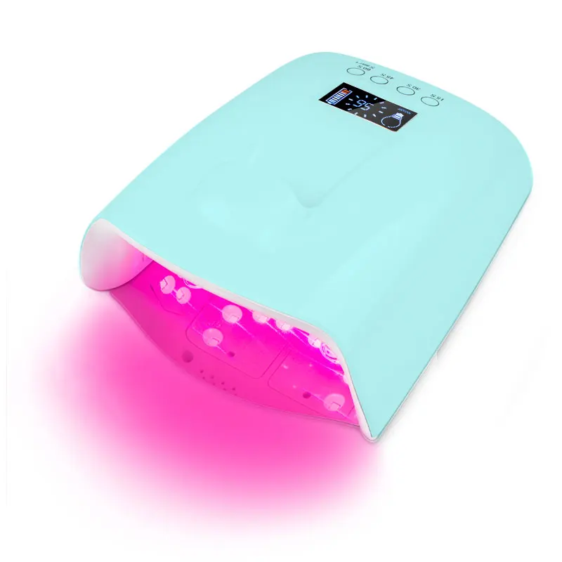 

high power 60w nail art salon manicure tools cordless rechargeable nail 2 hands gel light uv led nail machine can custom log