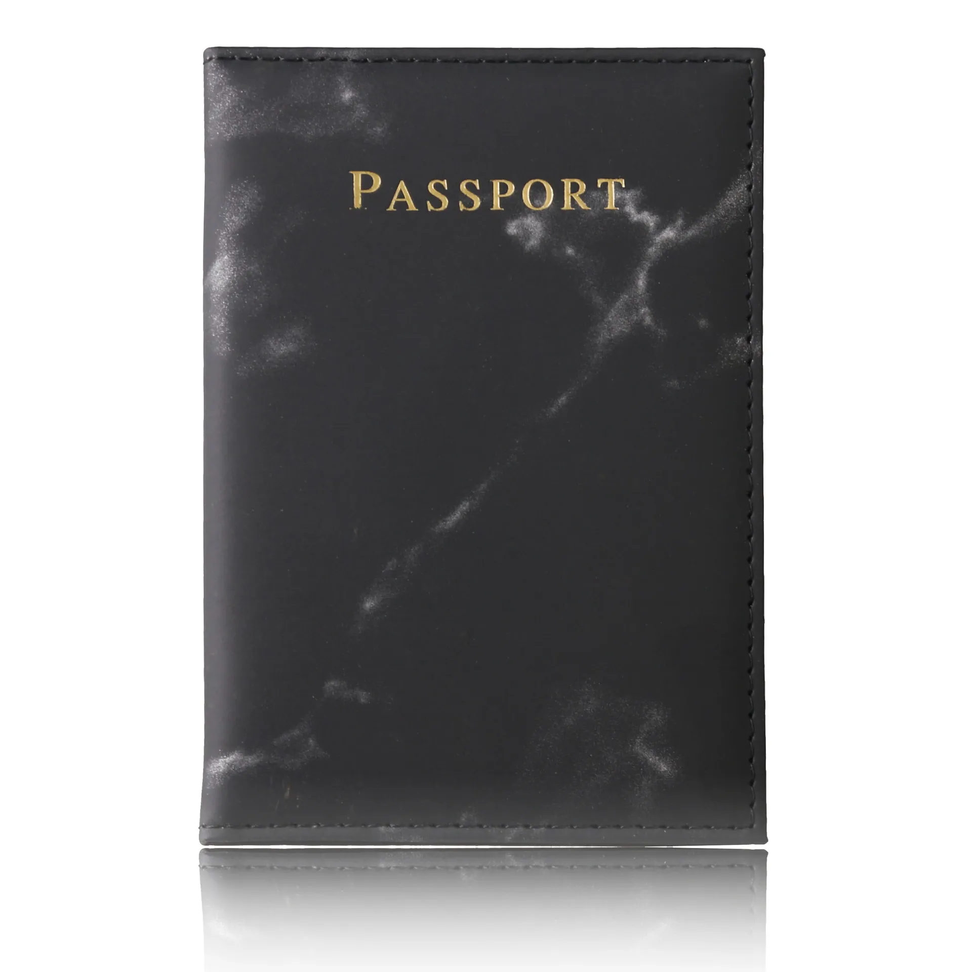

Marble PU passport cover customized LOGO embossing and stamping travel card cover