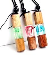 

Solid wood personality pendant necklace sweater chain travel jewelry solidification time resin handmade pendant