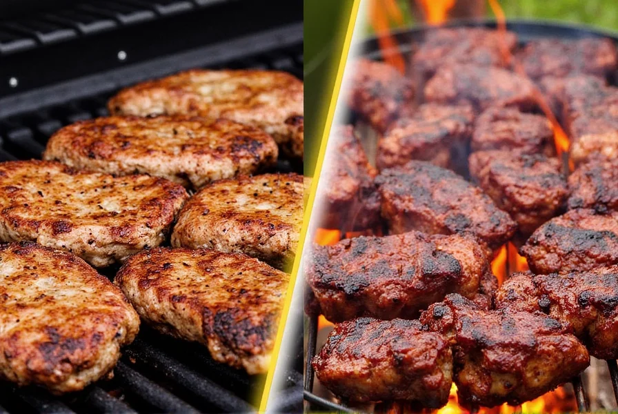 BBQ pit and grill side by side