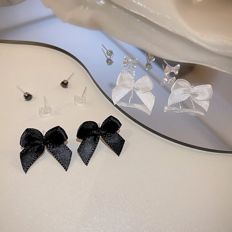 

fashion black stud fabric lily earring crystal
