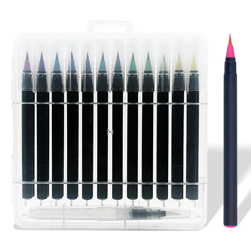 24-Piece Watercolor Paint Brush Pens Set Markers with Gorgeous Flexi Real Brush Tips for Calligraphy Lettering and Drawing