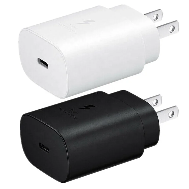 

Type c Wall Charger 25W Super Fast Charge Eu US Ac Home Travel Wall Chargers Power Adapter For Samsung Galaxy Note 10 Plus S10, White black