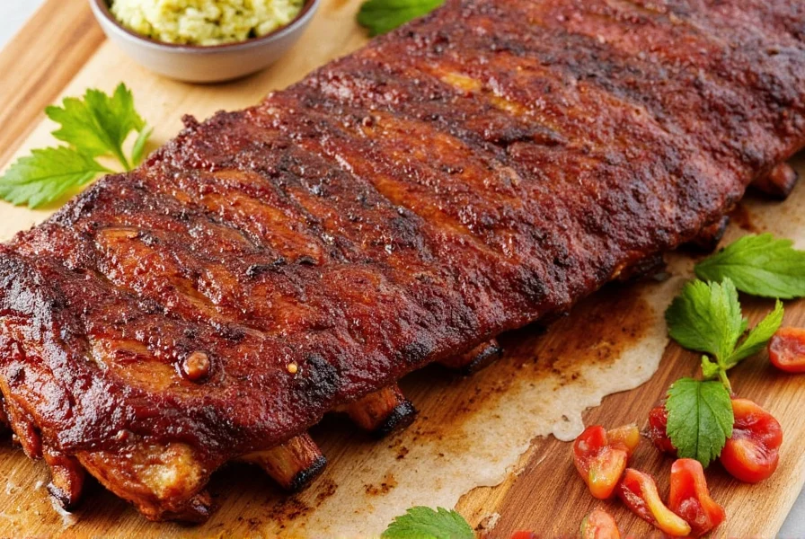 Slow baked ribs on a tray