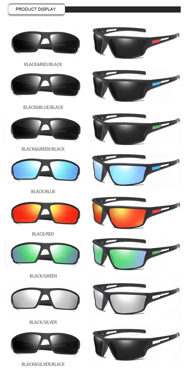 Wholesale Plastic Square TAC Polarized Custom Logo Men Sports Dust Driving Sunglasses