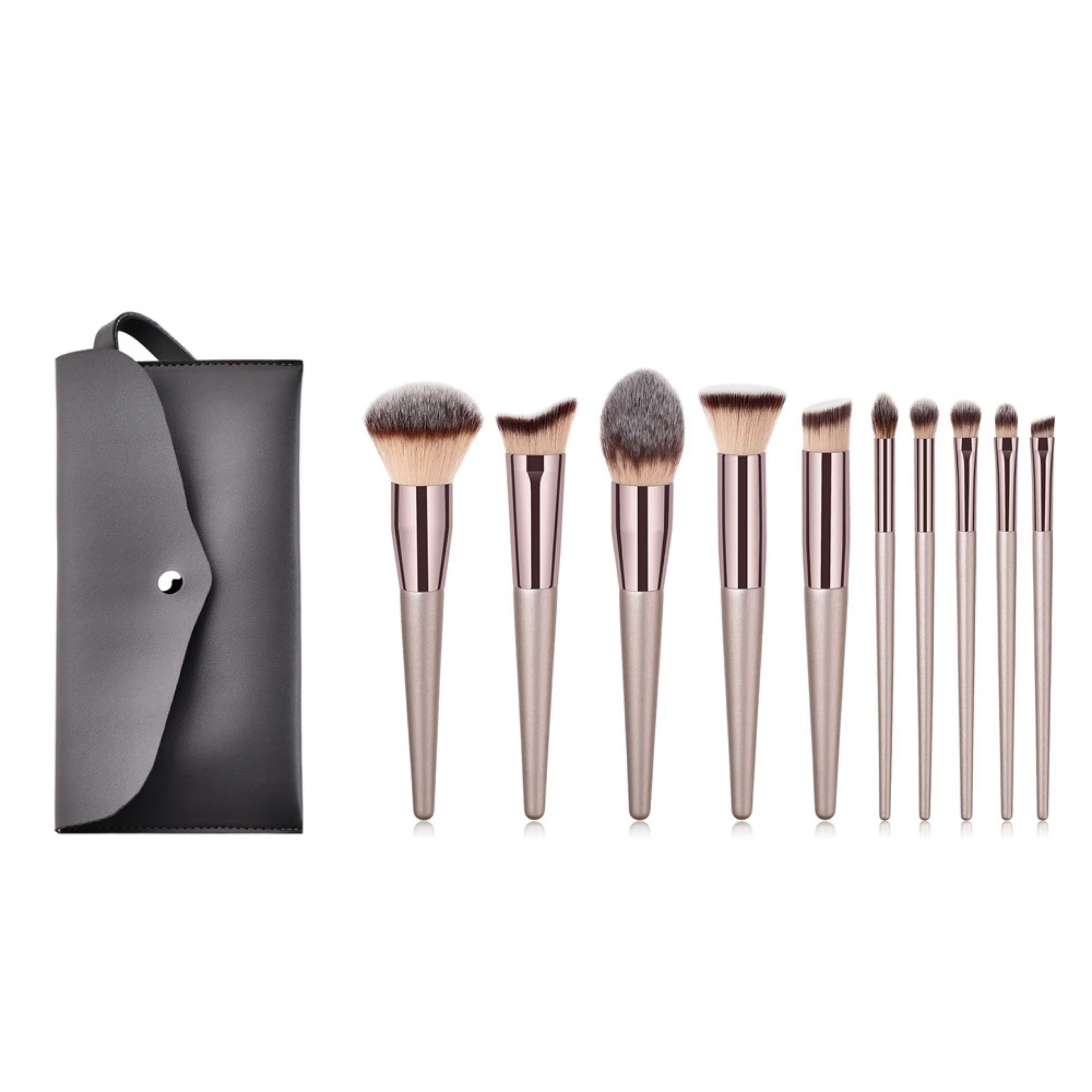 

Pinceau Fond De Teint New 10 Pieces Rose Gold Luxury Unique Makuep Professional Makeup Brush Set Logo Vendors with Case Holder