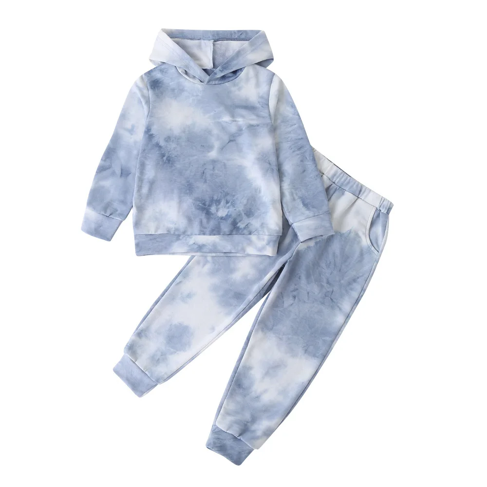 

2 Pcs Fashion Kids Children Tie Dye Hooded Top Shirt Pants Outfit Set Kids Clothes Girls Autumn