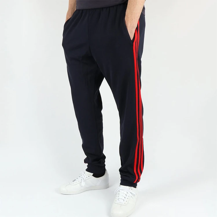 

Elastic Waist Zipper Pockets With Side Stripes Slim Fit Sweat Pants Men's Trousers