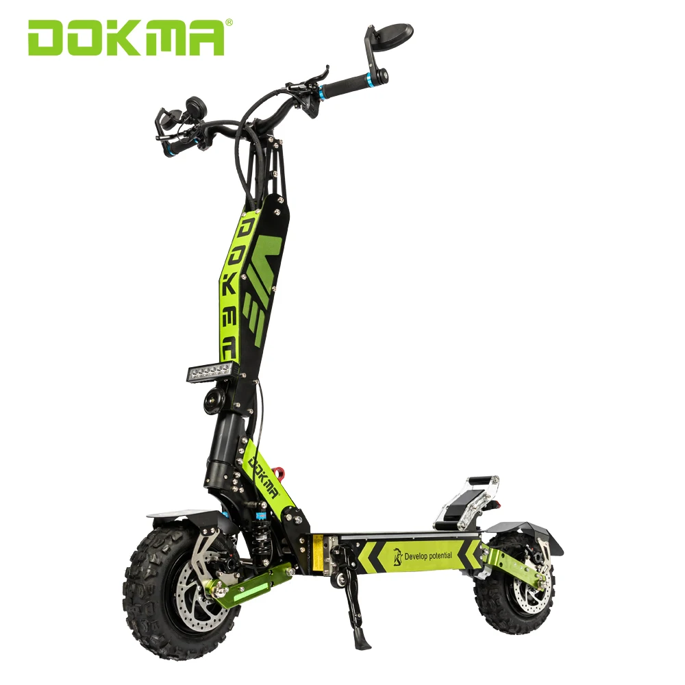 

Dokma Big Electric motor scooter price china off road scooter with dual motor electric brushless scooter 4000w 11 inch, Green/blue