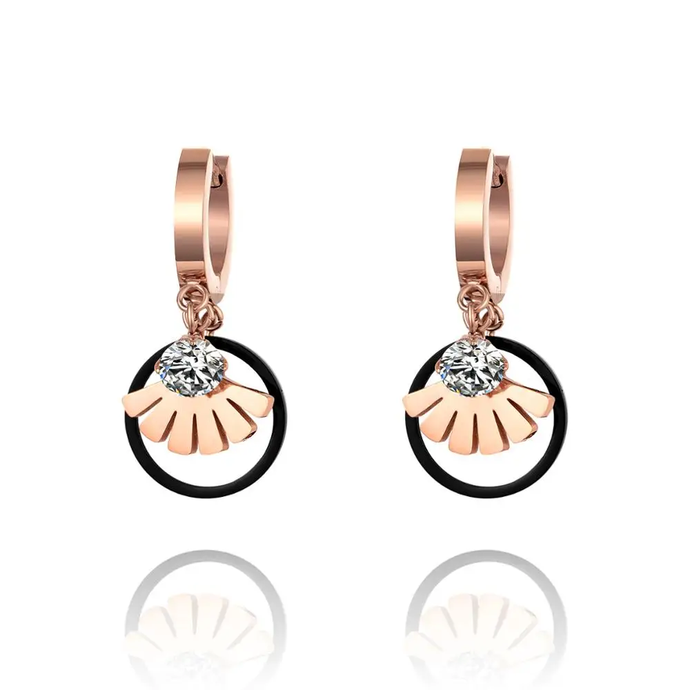

Loftily Cheap Earrings Hoop Earrings Women Stainless Rhinestone Pendant Earring Made in China, Rose gold