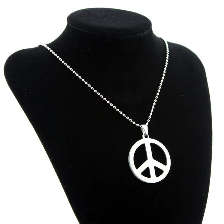 

wholesale DIY Anti-war peace sign pendant stainless steel necklace