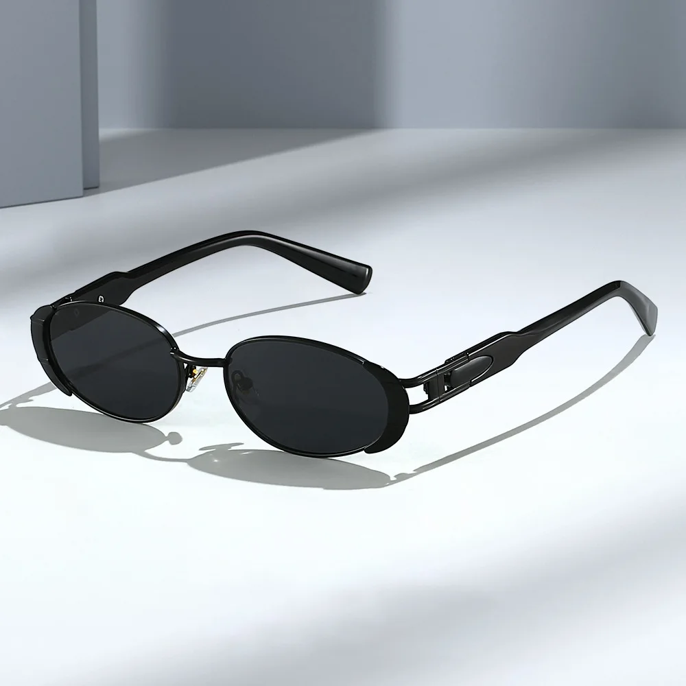 DOISYER 2024 Custom Wholesale Fashion Metal Oval Small Frame Sunglasses for Women Vintage UV400 Sunglasses