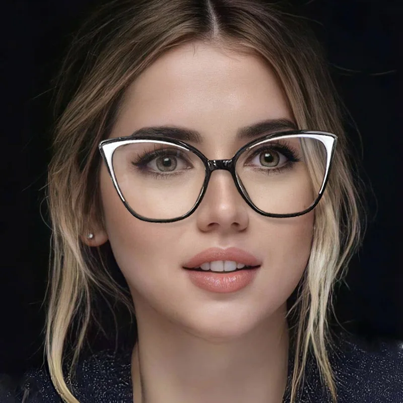 

Trendy flat glasses TR90 full-frame personality square frame anti-blue two-color glasses