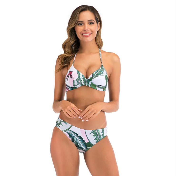 

2020 Newest Fashion High Quality Leopard Print Halter Bikini Sexy Girl Two Piece Swimsuits Beachwear
