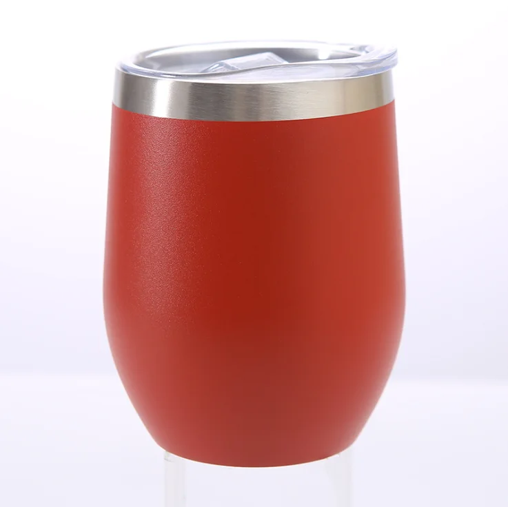 

custom printed double wall 304 stainless steel 12oz vacuum insulated cups thermos wine glass tumbler with sliding lid, Customized color