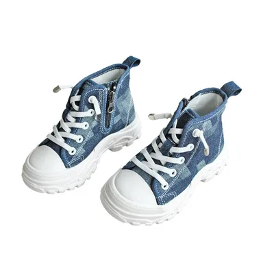 

2021 Spring new arrival denim canvas shoes kids outdoor cool old style platform boot, Picture