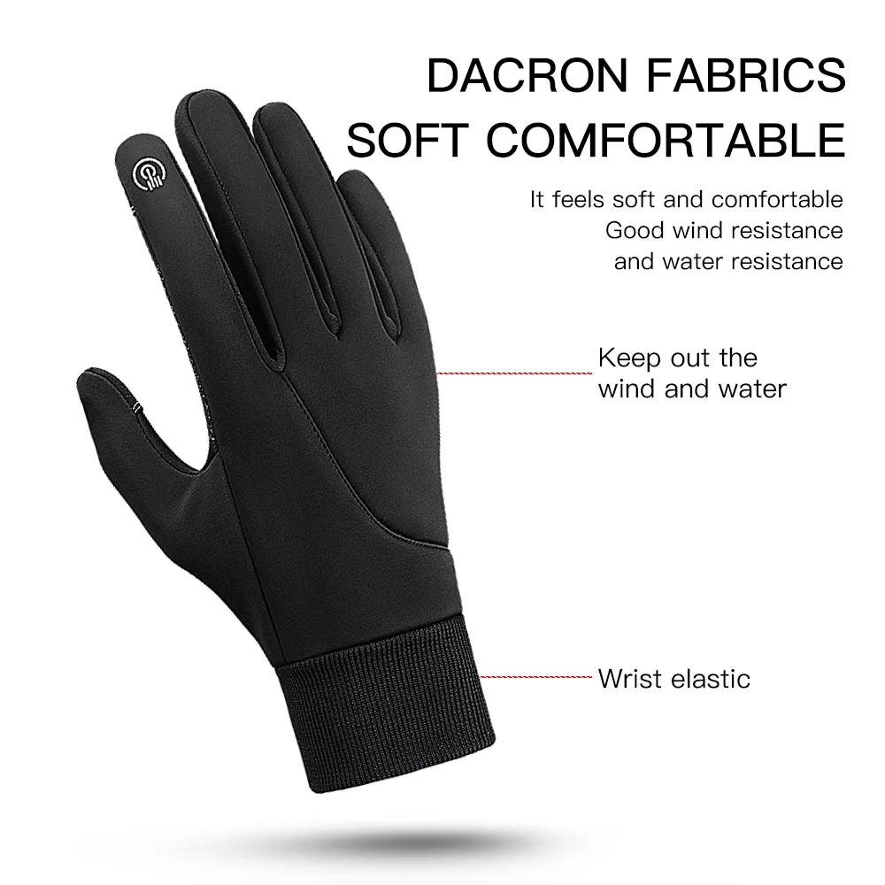 

So-easy Windproof Cycling Gloves Waterproof Winter Gloves Bicycle Fluff Warm Gloves For Touchscreen Cold Silicone Anti Slip