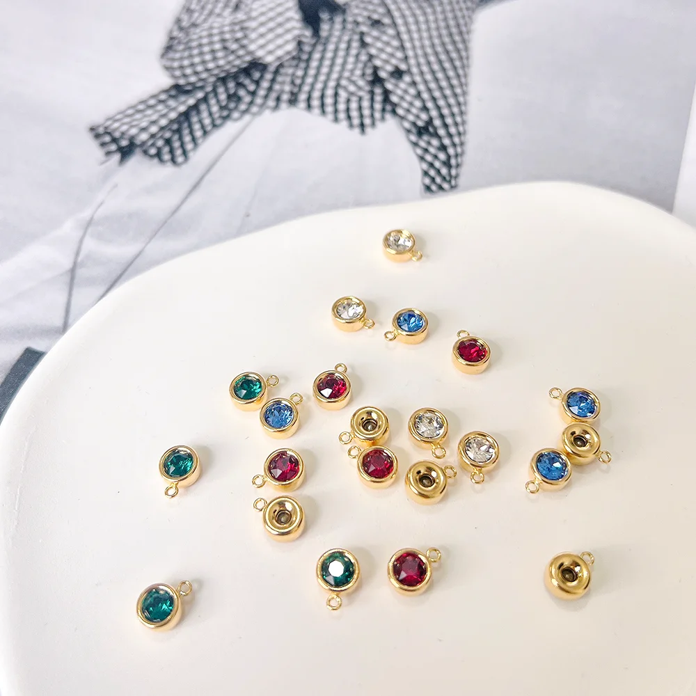 

New Flat Back Birthstone Zircon Charms 14K Gold Filled Jewelry Tiny Pendants