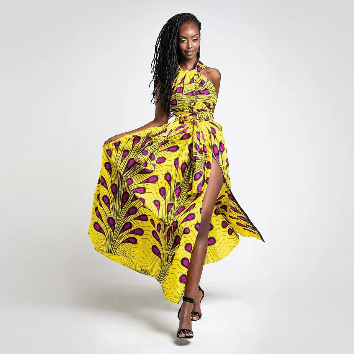 

Hot selling Robes imprimes asymmetrical african print women casual dresses, Select