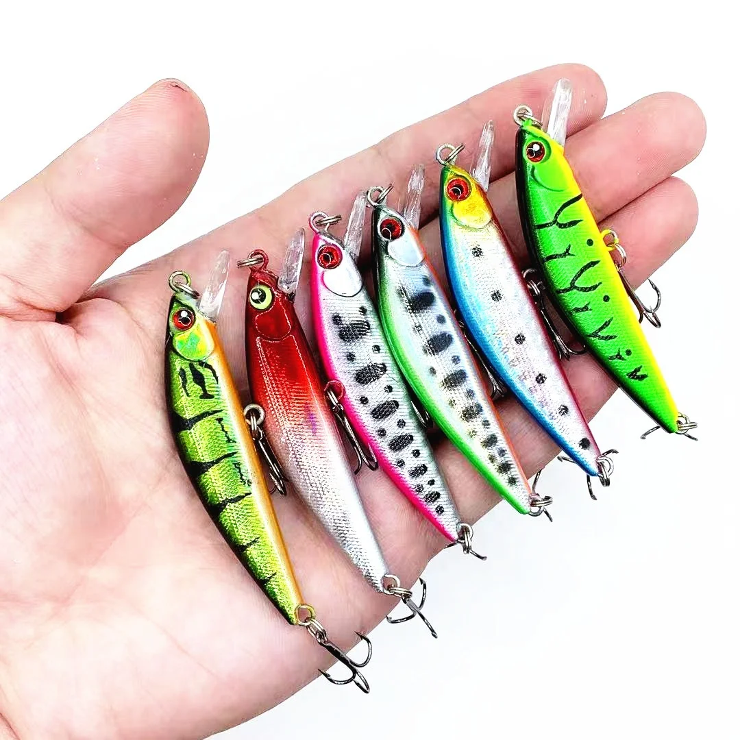 

New popular 70S Japanese Fishing Lure 70mm/7g 3D Eyes Artificial Hard Bait sinking Minnow Hard Bait, 6 color