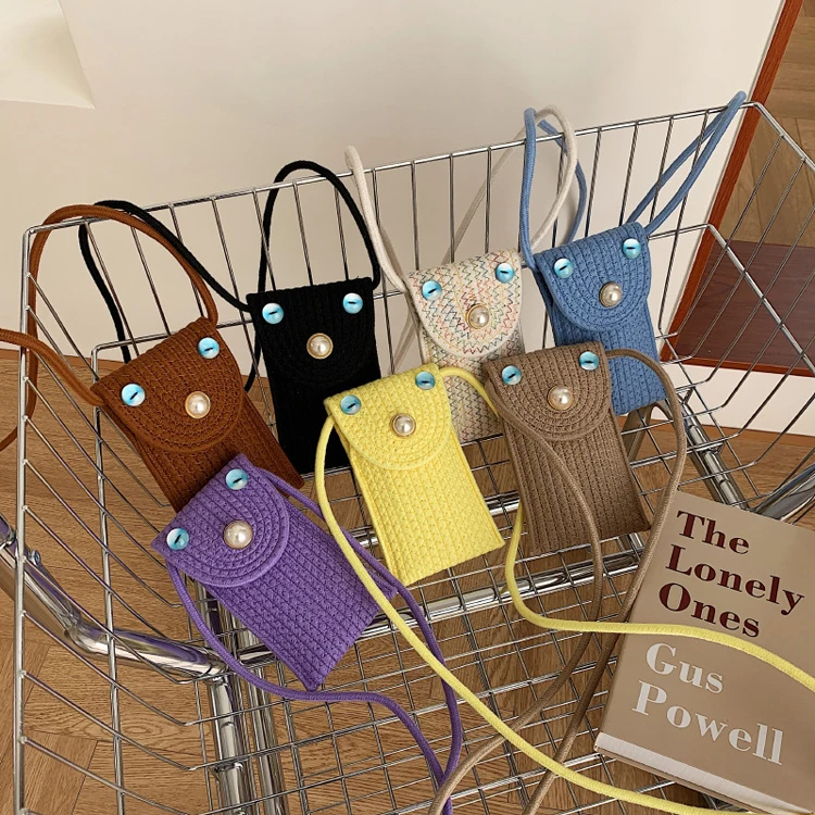 

Fashion Crossbody Cellphone Rattan Bag Phone Telephone Purse Women